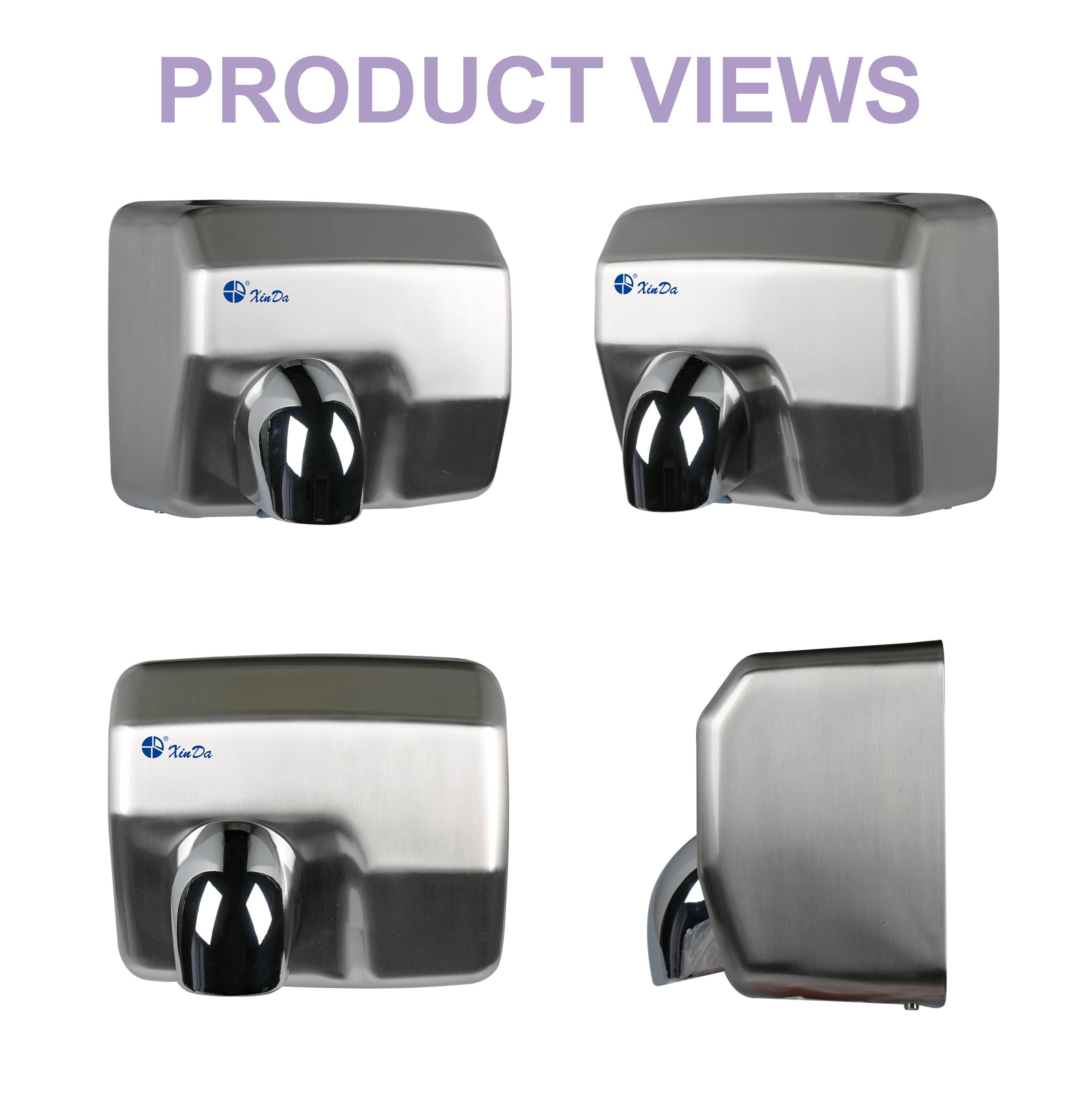 Secador de manos eléctrico de acero inoxidable con control de calidad directo de fábrica XinDa GSQ250 Silver Factory