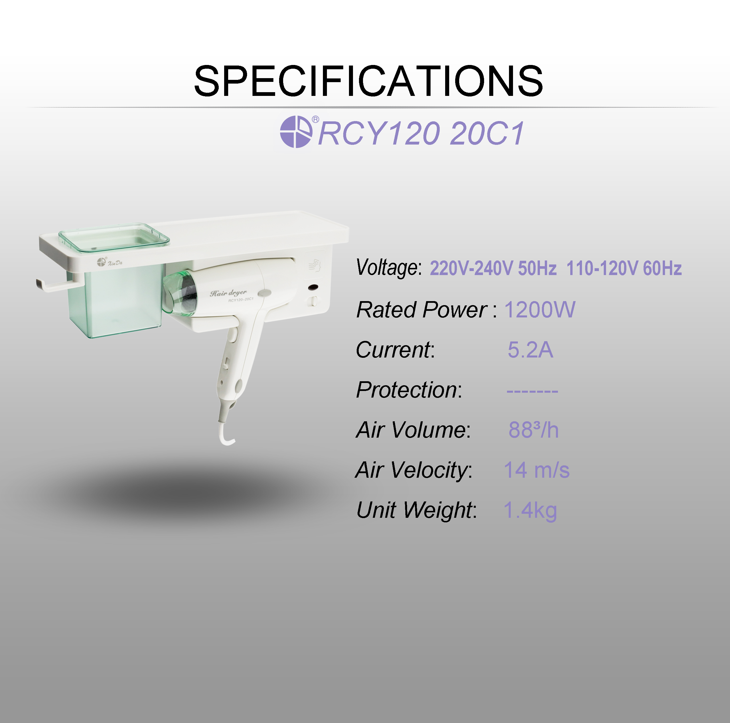 Secador de pelo XINDA RCY120 20C1