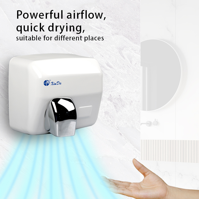 Secador de manos Estilo clásico (Blanco) Acero inoxidable Sensor de inducción infrarrojo automático Montado en la pared